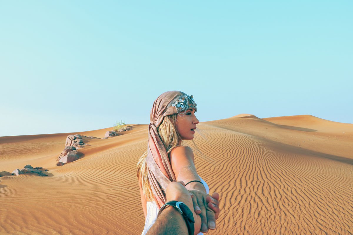 Desert tracks and safari vehicle