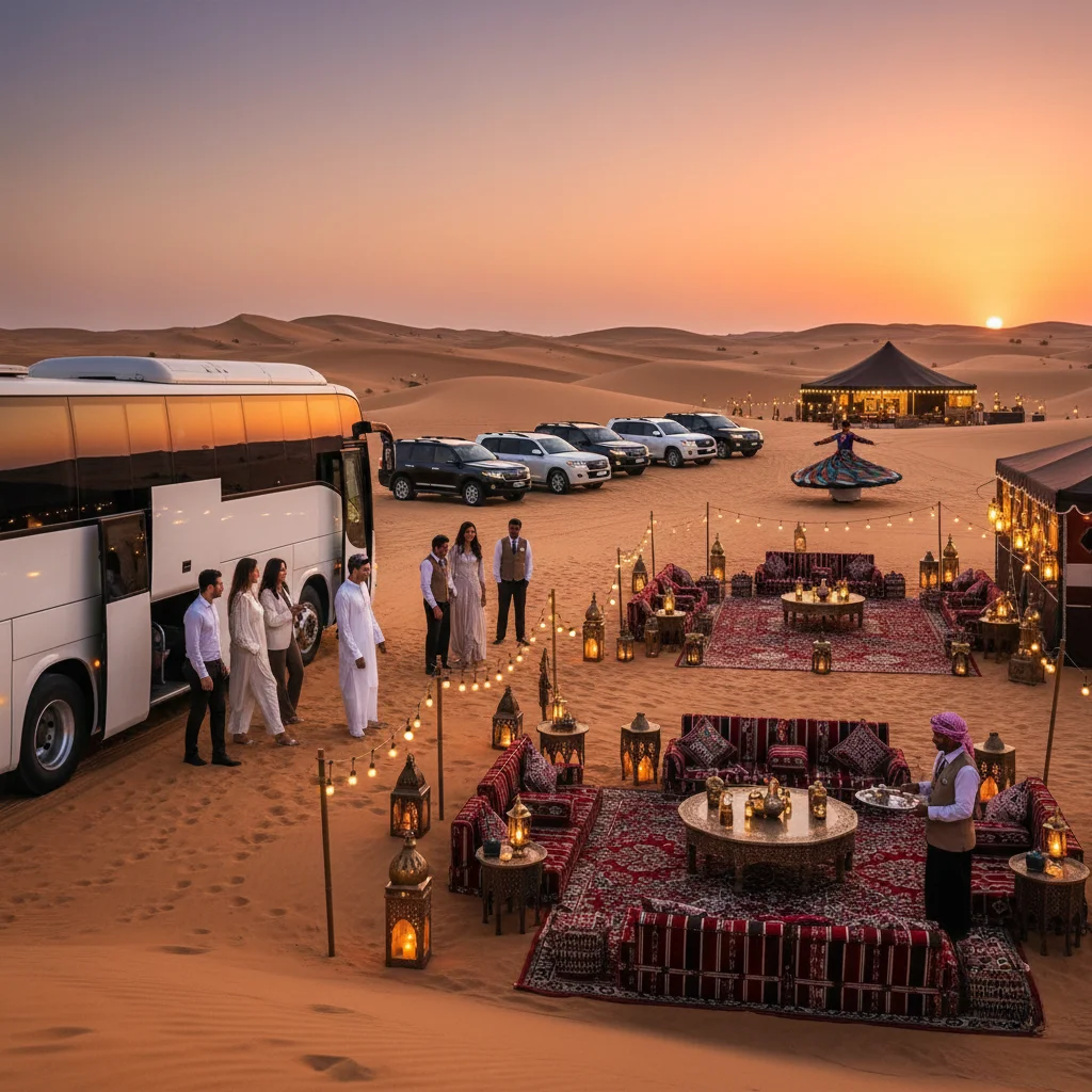 Family on a desert safari experience